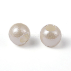 ABSプラスチックパール調ヨーロピアンビーズ  大穴ロンデルビーズ  乳白色  11.5~12x10mm  穴：4~5mm  約780個/500g&nbsp;MACR-R530-12mm-A41