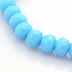 Faceted Opaque Solid Color Crystal Glass Rondelle Beads Stretch Bracelets&nbsp;BJEW-F072-06