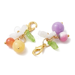 Natural Dyed Persian Jade & Yellow Jade and Acrylic Pendant Decorations&nbsp;HJEW-JM04800
