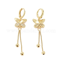 Clear Cubic Zirconia Butterfly Dangle Hoop Earrings&nbsp;EJEW-P224-09G
