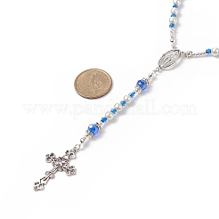 Glass Pearl & Acrylic Rosary Bead Necklace&nbsp;NJEW-TA00041-01