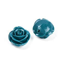 合成サンゴ刻まれたビーズ  染め  花  ティール  19x13mm  穴：1.3mm&nbsp;CORA-M001-05B