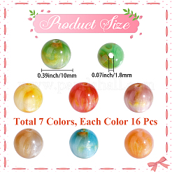 112Pcs 7 Colors Transparent Resin Beads&nbsp;RESI-PA0001-37B