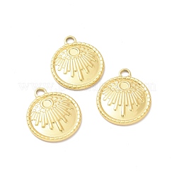 304ステンレスペンダント  太陽とフラットラウンド  ゴールドカラー  21.5x18x2mm  穴：2.3mm&nbsp;STAS-G273-15G