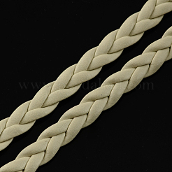 編み込み模造レザーコード  ヘリンボーンブレスレットパーツ  ベージュ  5x2mm  約109.36ヤード（100m）/バンドル&nbsp;LC-S002-5mm-12