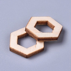 ポプラウッドフレームコネクター  六角  フローラルホワイト  17x19.5x2.5mm  内径：9x5mm&nbsp;WOOD-D021-06A
