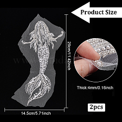 2Pcs Mermaid Computerized Embroidery Cloth Sew On Sequins Patches&nbsp;PATC-BC0001-01