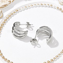 304 Stainless Steel Triple C-Shaped Stud Earrings for Women&nbsp;EJEW-C096-68P-01
