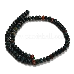 天然のブラッドストーン/ヘリオトロープストーンビーズ連売り  多面カット  ロンデル  8x5.5mm  穴：1.2mm  約69個/連  15.16''（38.5センチメートル）&nbsp;G-Z111-A28