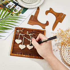 Wooden Family Tree With Heart Tag Sign&nbsp;AJEW-WH0609-088