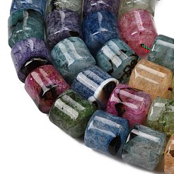 天然石瑪瑙ビーズ連売り  ドラム  染め＆加熱  ミックスカラー  14~14.5x13.5~14.5mm  穴：1~1.2mm  約28個/連  15.55