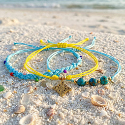 3Pcs 3 Styles Natural Imperial Jasper & Glass Round Beads Braided Bead Bracelets & Brass Triqueta Charm Bracelets Set&nbsp;IA6330-2