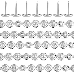 5袋の花の鉄製装飾ストリップ  鉄製の家具用釘付き  ソファアクセサリー  プラチナ  1000x11x3mm  ネジ:16x11mm&nbsp;FIND-GF0008-41A-P