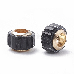 ガラスヨーロピアンビーズ  大穴ビーズ  真鍮コアと  多面カット  ロンデル  ライトゴールド  ミックスカラー  9~10.5x7mm  穴：5mm&nbsp;GPDL-S039-01