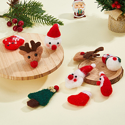 クリスマスウールニードルフェルトクラフト 9個 9スタイル  DIY 子供用ヘアアクセサリーデコレーション  混合図形  40~72.5x20~46x10~38mm  1個/スタイル&nbsp;AJEW-FH0005-27