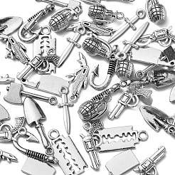 100Pcs 10 Style Tibetan Style Mystery Killer Theme Alloy Pendants&nbsp;TIBEP-CJ0001-88
