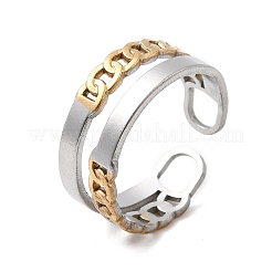 Adjustable 304 Stainless Steel Cuff Rings for Women&nbsp;RJEW-B150-01GP-04