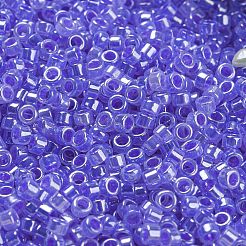 透明なガラスシードビーズを電気メッキする  セイロン  シリンダー  コーンフラワーブルー  2.5x1.6mm  穴：1.4mm  約50398個/ポンド&nbsp;SEED-S042-16A-06