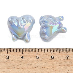 不透明なメッキアクリルビーズ  虹色の  溶ける心  ライトスチールブルー  19x19.5x14mm  穴：1.6mm&nbsp;AC-CBAB31A-01C