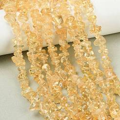 天然石シトリンビーズ連売り  チップ  きいろ  染め＆加熱  きいろ  3~5x7~13x2~4mm  穴：0.4mm  80~81cm&nbsp;G-F328-13
