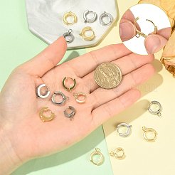 201ステンレススチールハギーフープピアス金具16個  垂直ループ付き  316サージカルステンレススチールイヤリングピン付き  リング  ミックスカラー  11~16x2.5mm  穴：2.7mm  ピン：1mm&nbsp;STAS-FS0002-26C