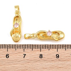 Brass Micro Pave Pink Cubic Zirconia Pendants&nbsp;CU-CBA9AB3-12G