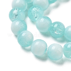 クラックガラスビーズ  ロンデル  シアン  6mm&nbsp;X1-GLAA-U001-6mm-02