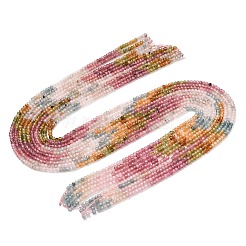 グラデーションカラーの天然マルチカラートルマリンビーズ連売り  ロンデル  多面カット  3x2mm  穴：0.6~0.7mm  約188~190個/連  15.24''（38.7cm）〜15.51''（39.4cm）&nbsp;G-D110-E02-07