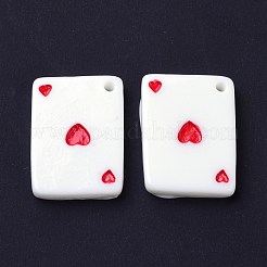 樹脂チャーム  心のトランプの形  レッド  21~22x15.5~16.5x2.4~3.5mm  穴：1.6mm&nbsp;FIND-Z002-04A