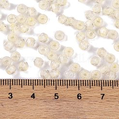 ガラスシードビーズ  透明インサイドカラー  多面カット  双円錐形  淡いチソウ  4.5x3.5mm  穴：1.5mm  5625個/ポンド&nbsp;SEED-A032-05I