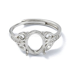 Adjustable 925 Sterling Silver 4 Prongs Ring Settings&nbsp;STER-K179-20P