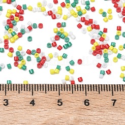 4色のクリスマス11/0グレードAベーキングペイントガラスシードビーズ  シリンダー  ミックスカラー  1.5x1mm  穴：0.5mm  約20000個/袋&nbsp;SEED-X0058-12