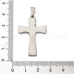 304ステンレスペンダント  イエスと交差  ステンレス鋼色  35x23x2mm  穴：6x3.5mm&nbsp;STAS-P400-11E-P
