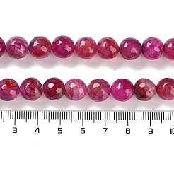 天然石瑪瑙ビーズ連売り  染め＆加熱  多面カット  ラウンド  赤ミディアム紫  10mm  穴：0.8mm  約37個/連  14.96''（38センチメートル）&nbsp;G-M437-C01-01H