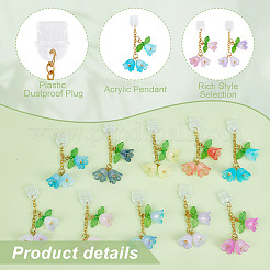 10 個のプラスチックモバイル防塵プラグ  アクリルペンダント  ミックスカラー  4.9cm  10個/セット&nbsp;PALLOY-OC00033