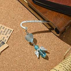 Glass Bead Heart Angel Bookmarks&nbsp;AJEW-JK00276-02