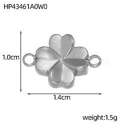 304ステンレス鋼コネクタリンク  クローバーチャーム  ステンレス鋼色  10x14mm&nbsp;STAS-OY009-25P