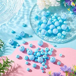 100 個 5 スタイル不透明なアクリル ビーズ  ラウンド  空色  6~16x5~15mm  穴：1.8~2.8mm  20個/スタイル&nbsp;MACR-TADJ0001-12E