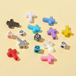 15 スタイル透明 & 不透明 & メッキアクリルビーズ  グリッターパウダー＆クラフトスタイル  クロスとキューブとフラットラウンドとクロス  ミックスカラー  6~16x6~12x4~6mm  430個/箱&nbsp;OACR-FS0001-13