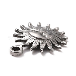 変色しない304ステンレススチールチャーム  テクスチャ  太陽  ステンレス鋼色  14.5x11.5x2mm  穴：1.5mm&nbsp;X-STAS-B024-66P