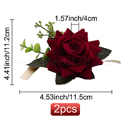 シルクの手首  プラスチックの模造バラの花と  結婚式のための  パーティーの装飾  暗赤色  690x10mm&nbsp;AJEW-WH0240-13