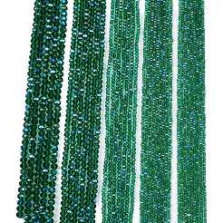 電気メッキガラスビーズセット  半分虹メッキ  多面カット  ロンデル  グリーン  4x3mm  穴：0.4mm  約105~110個/連  38~39cm&nbsp;X-EGLA-A044-T4mm-L18