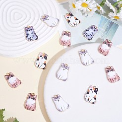 30本5色合金エナメルペンダント  ゴールドカラー  猫のチャーム  ミックスカラー  25x16x3mm  穴：1.8mm  6個/カラー&nbsp;ENAM-SZ0003-32