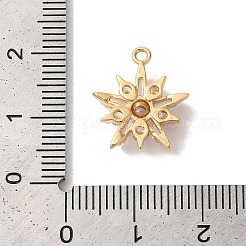 真鍮マイクロパヴェクリアキュービックジルコニアペンダント  ニッケルフリー  太陽と花  18KGP本金メッキ  16x14x5mm  穴：1mm&nbsp;KK-M294-07G-02
