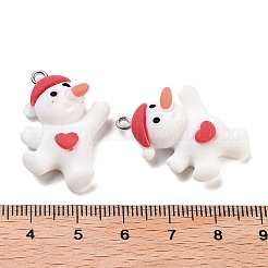 クリスマステーマの不透明樹脂ペンダント  クリスマスチャーム  雪だるま  28x19.5x9mm  穴：2mm&nbsp;RESI-N039-111