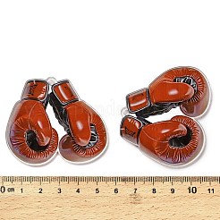 オペーク プリント アクリル ビッグ ペンダント  ボクシング​​グローブ  暗赤色  47x54x3mm  穴：2.5mm&nbsp;OACR-I020-04