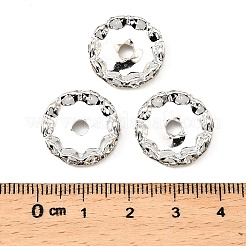 真鍮中東ラインストーンスペーサービーズ  ロンデル  ニッケルフリー  銀  クリスタル  17x2.5mm  穴：2mm&nbsp;RSB044-NFS