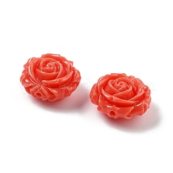 合成サンゴ刻まれたビーズ  花  染め  サンゴ  15x16x8mm  穴：1.2mm&nbsp;CORA-U003-01B-04