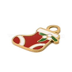 クリスマス 304 ステンレススチール エナメルチャーム  カドミウムフリー＆鉛フリー  クリスマスソックス  14x11.5x0.7mm  穴：2.5mm&nbsp;LS-STAS-I356-02G-04