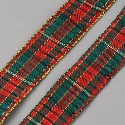 ポリエステルリボン  グリッド  クリスマスのテーマ  暗赤色  1インチ（24mm）  約25.00ヤード（22.86m）/ロール&nbsp;OCOR-WH20816-009B